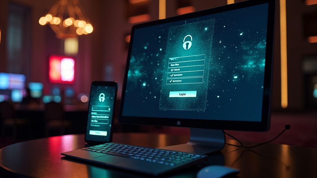 Pantalla de acceso de Sol Casino en un entorno de casino oscuro con luces neón