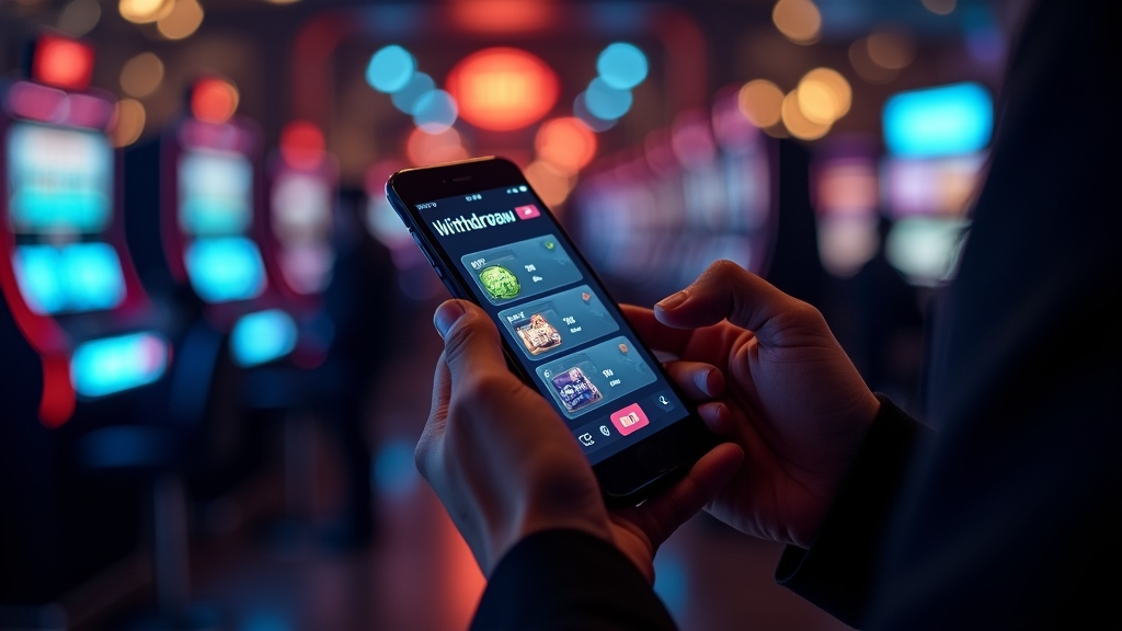 Pantalla de retirada en casino con tiempos de pago y símbolos de métodos de pago